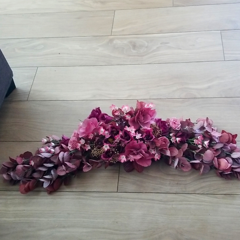 Gorgeous Burgundy Wine Colored Candle Holder Swag Centerpiece
